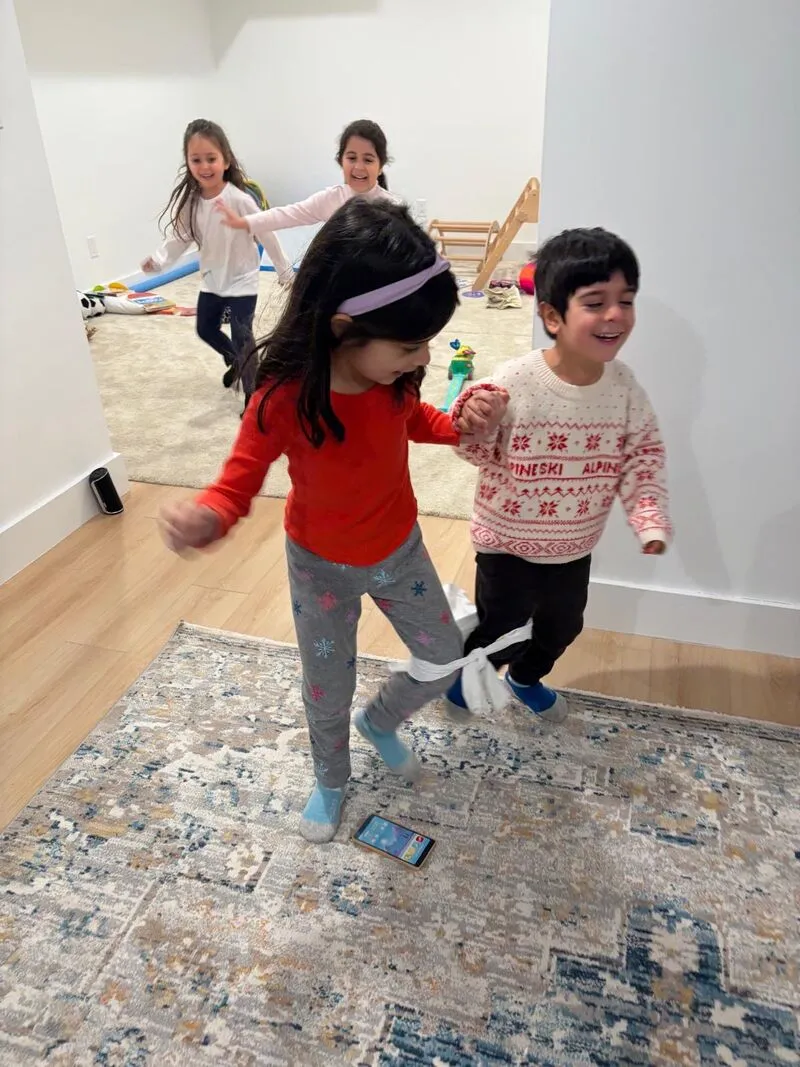 Children playing a running game outdoors